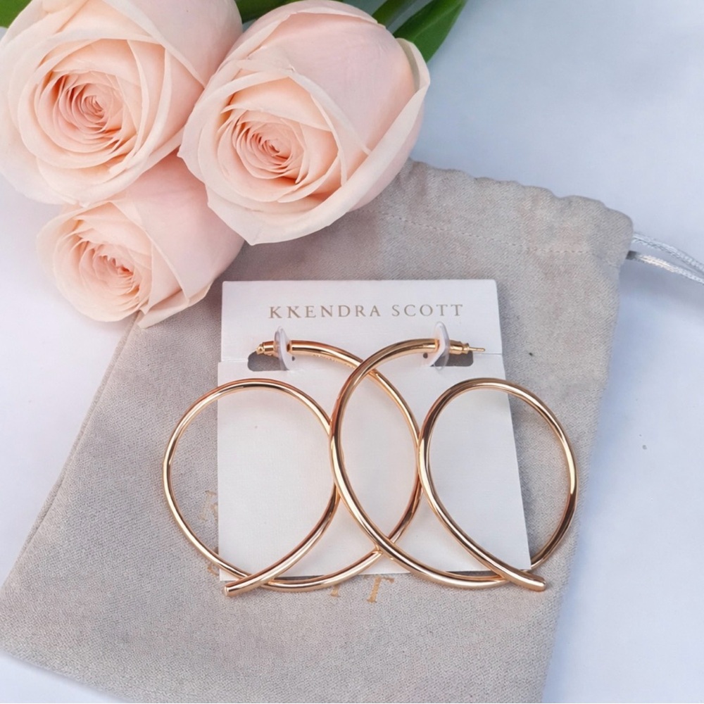 Kendra Scott Myles Twisted Rose Gold Hoop Earrings